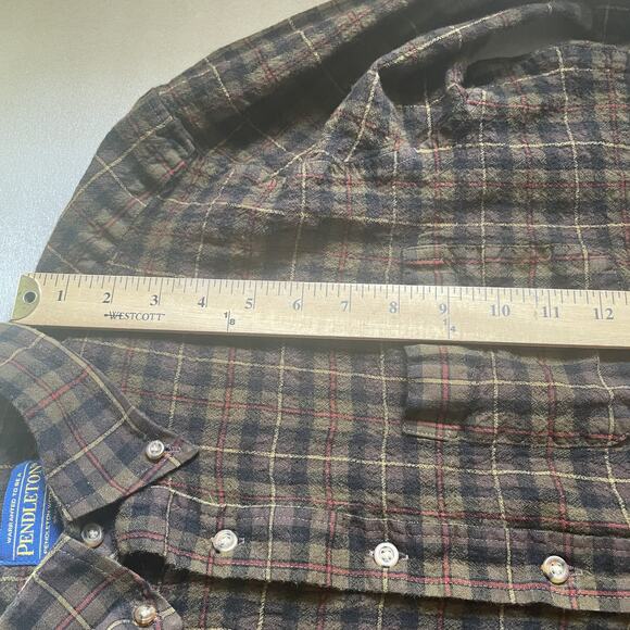 Vintage 90s Sir Pendleton Shirt Men XXL Brown Plaid Wool Button Down Runs Small - Picture 10 of 11